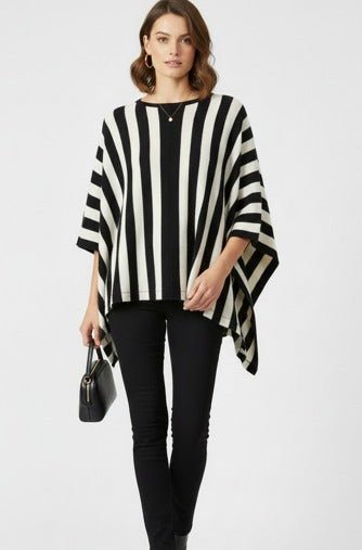 PookipoigaNine Yaks Noir Stripe Poncho same day gift delivery melbourne
