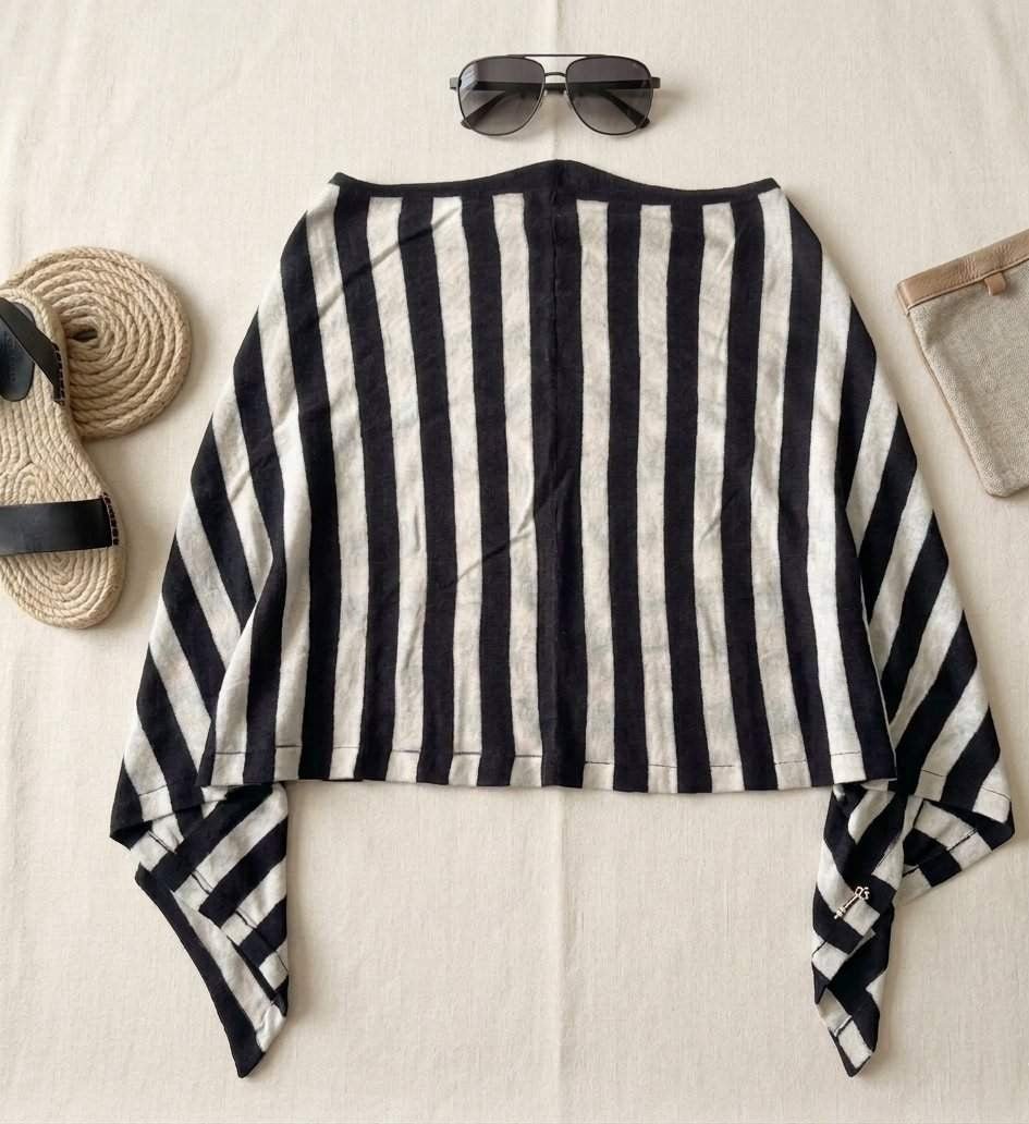 PookipoigaNine Yaks Noir Stripe Poncho same day gift delivery melbourne