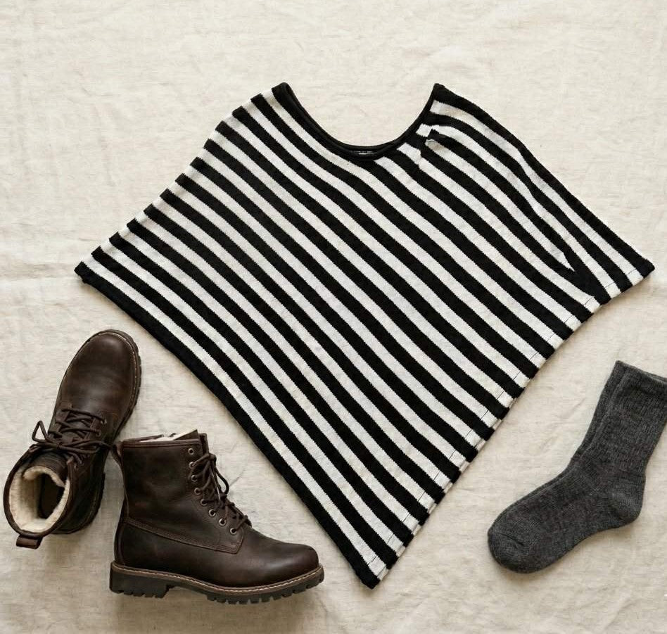 PookipoigaNine Yaks Noir Stripe Poncho same day gift delivery melbourne