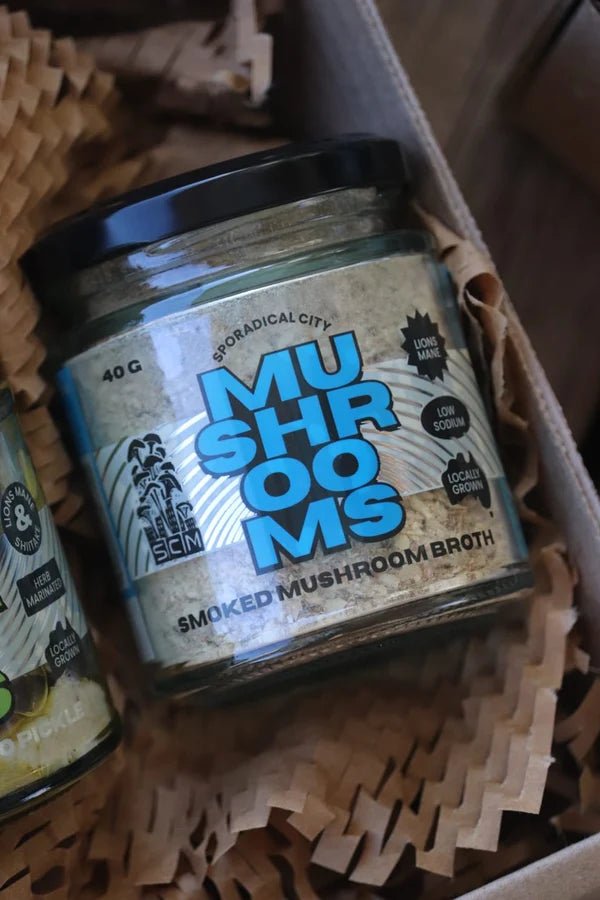 The Foodie Box Hamper with Australian artisan foods including mushroom delicacies, biscuits and gourmet treats