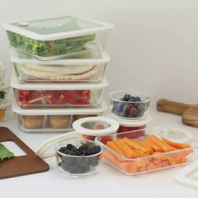 Seed & Sprout Glass Food Containers Rectangle Mixed 3pk – eco-friendly glass food storage