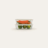 Rectangle glass food containers with silicone lids for plastic-free meal prep and kitchen storage