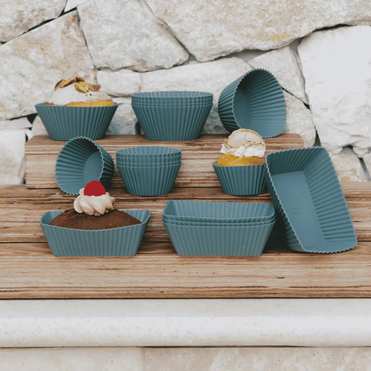 Seed & Sprout Rectangle Silicone Muffin Cups - Eucalyptus - Set of 6