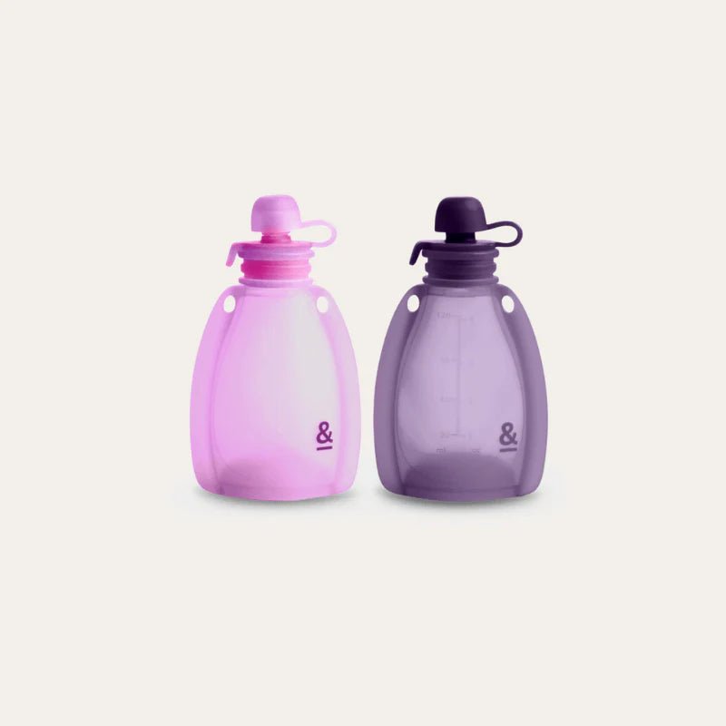 Seed & Sprout Reusable Yoghurt Pouches Plum, 2-pack, eco-friendly snack pouch