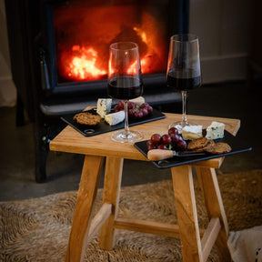 Seed & Sprout Mini Chopping Boards Cozy Fireside Wine and Cheese Night Styling.