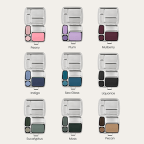 Seed & Sprout CrunchBox color swatch guide displaying nine silicone insert color options.