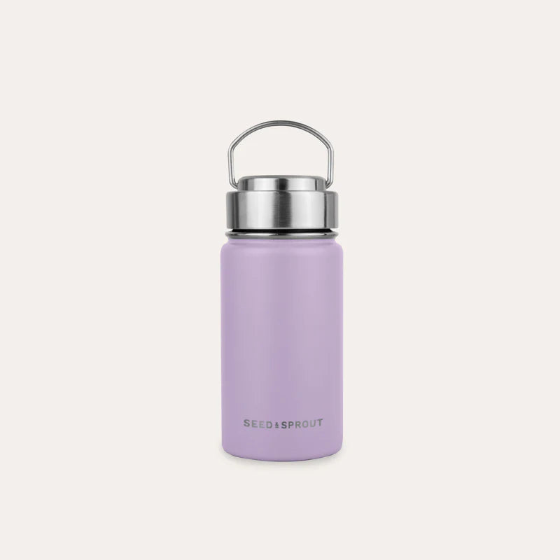 Seed and Sprout Durable 350ml Insulated Stainless Steel Drink Bottle in plum.