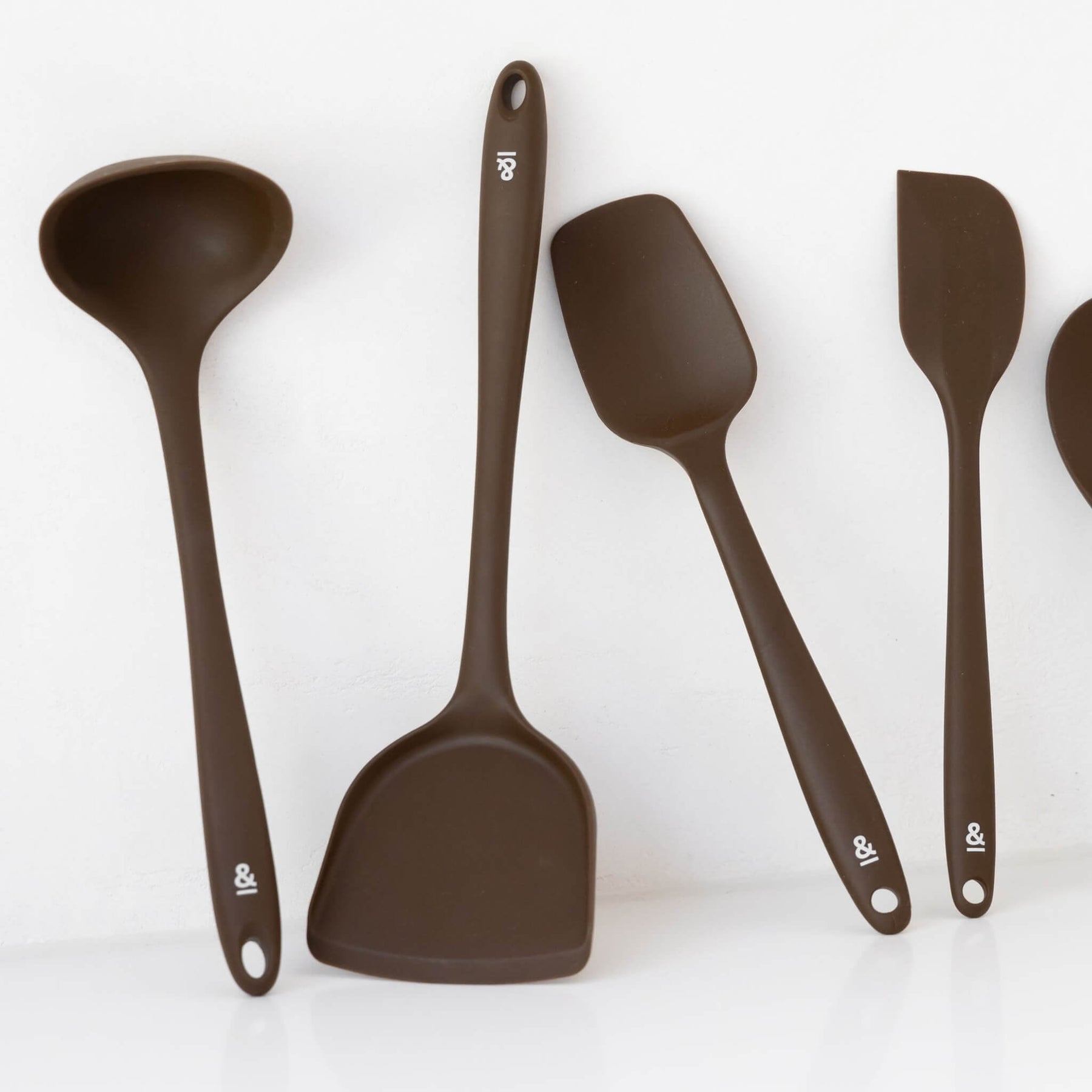 Seed and Sprout Premium Silicone Kitchen Utensil Set for Non - Stick Cookware, Heat - Resistant, clove colour.