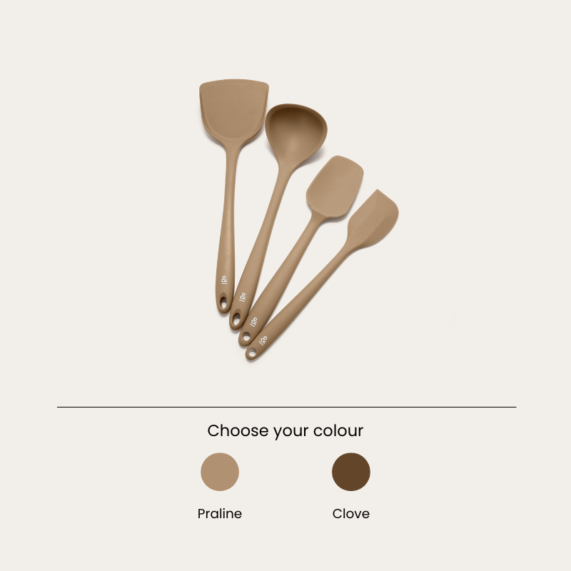 Seed and Sprout Premium Silicone Kitchen Utensil Set for Non - Stick Cookware, Heat - Resistant, Durable in Praline.