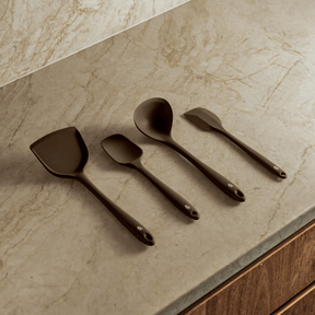 Seed & Sprout Silicone Kitchen Utensil Set Flat Lay Photography in Clove.