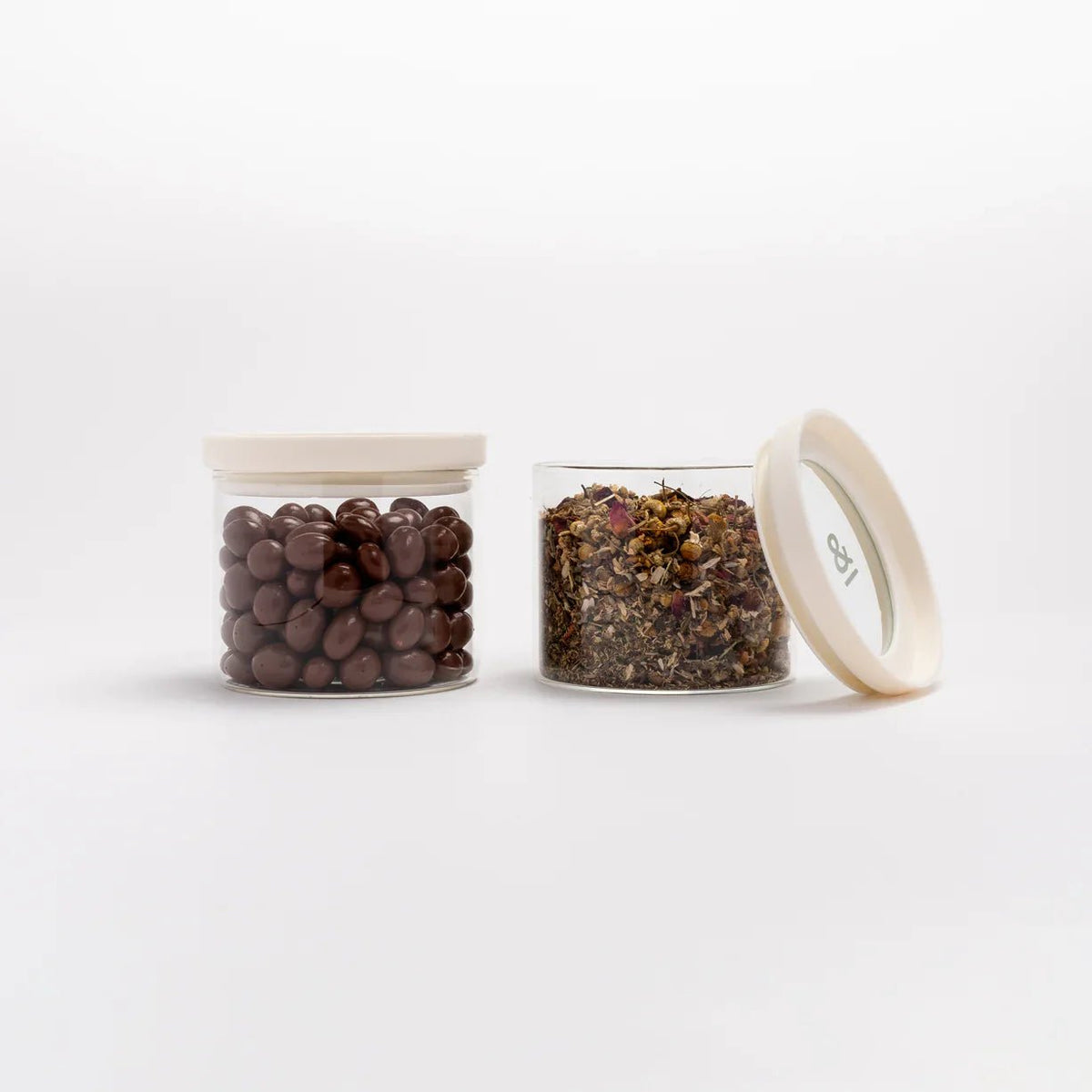 Seed and Sprout 1 x Set of 2 Glass Pantry Jars 450ml in Oat Milk 