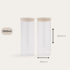 Seed & Sprout Wategos 1500ml Glass Pantry Jar Dimensions and Size Guide Spec