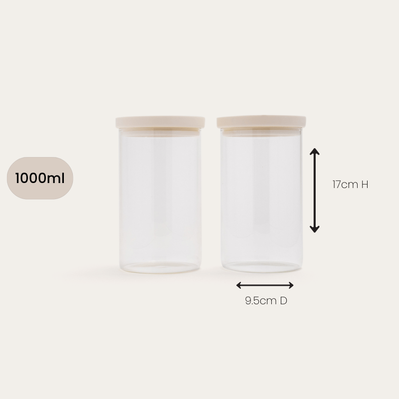 Seed & Sprout Wategos 1000ml Glass Pantry Jar Dimensions and Size Guide Spec.