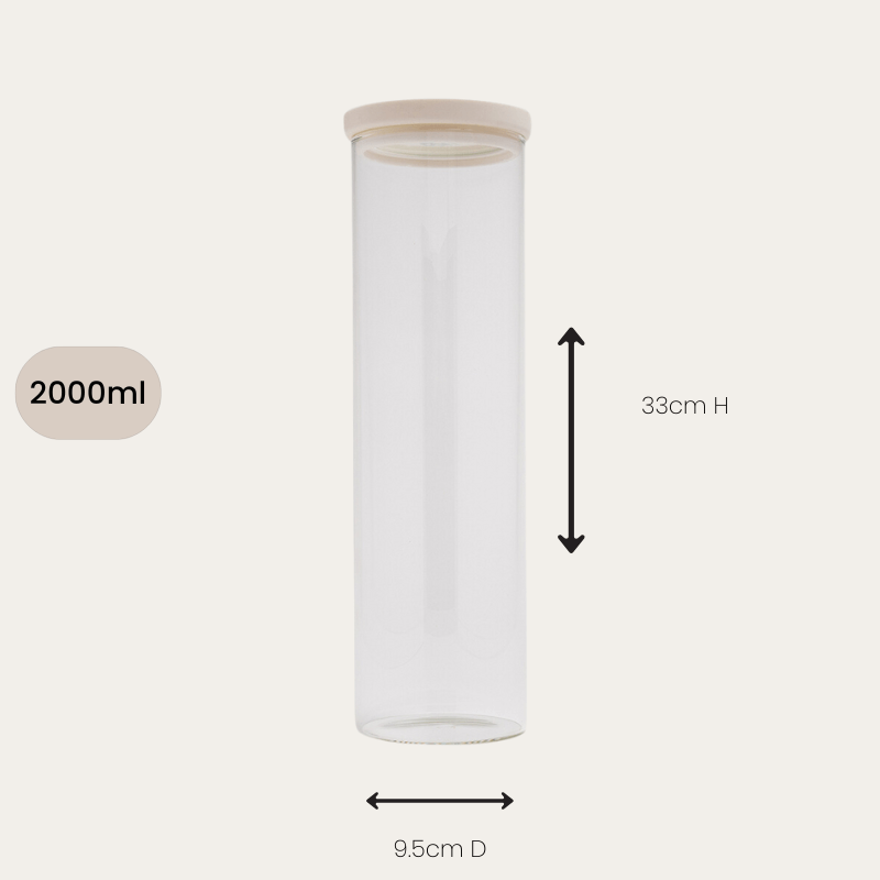 Seed & Sprout Wategos 2000ml Glass Pantry Jar Dimensions and Size Guide Spec.