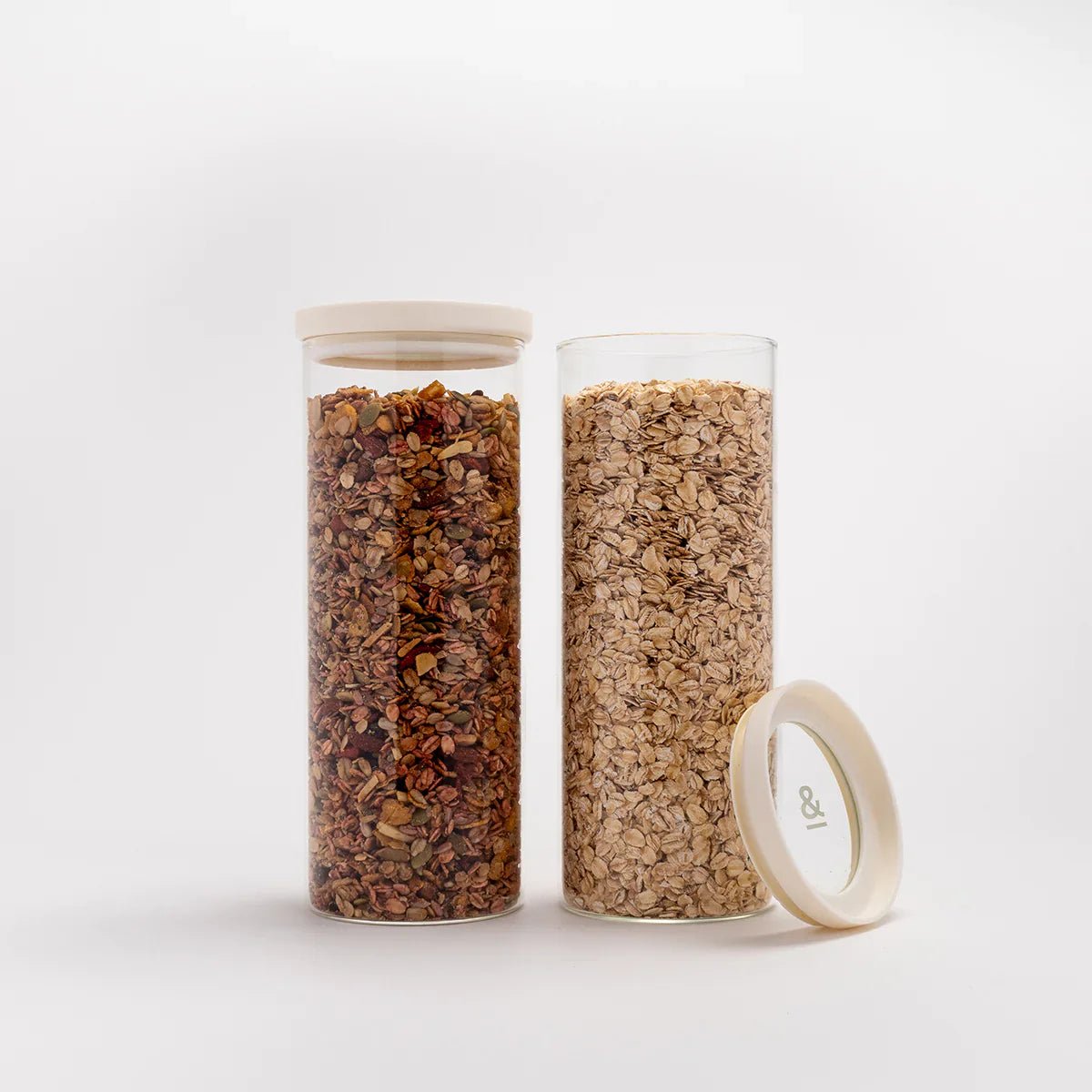 Seed and Sprout 1 x Set of 2 Glass Pantry Jars 1500ml in Oat Milk 