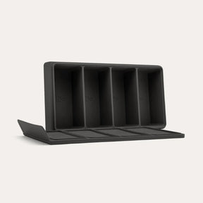 Seed & Sprout Silicone 4 Portion Freezer Tray in liquorice standing open display.