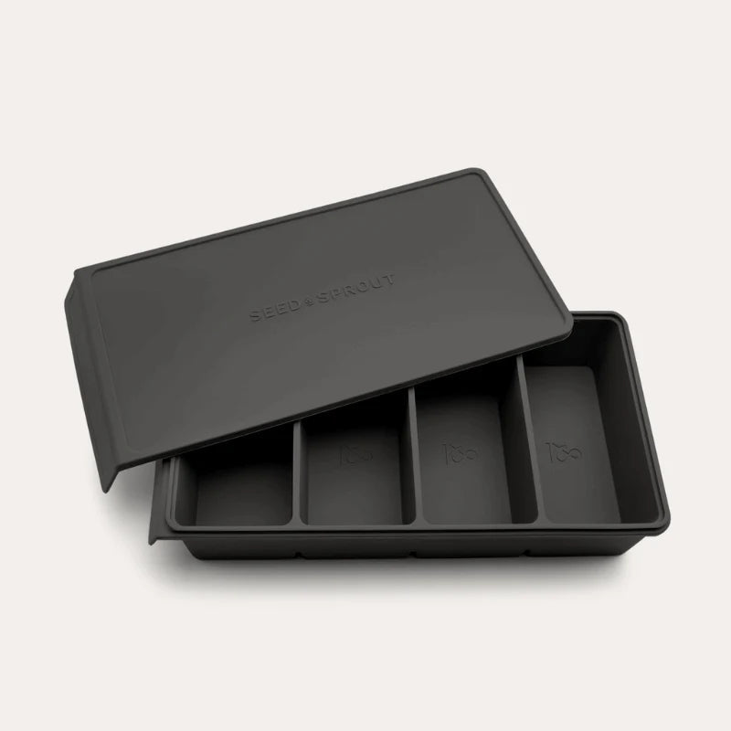 Seed & Sprout Silicone 4 Portion Freezer Tray in liquorice.