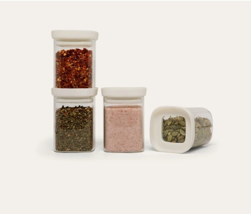 Seed & Sprout Newrybar Spice Jar Set showing versatile storage configurations.