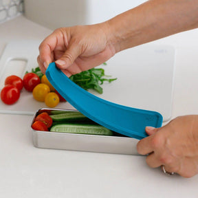 Seed & Sprout Rectangle Snack Pot for CrunchBox™ 2.0 Lunch Box with leakproof  silicone lid in lagoon.