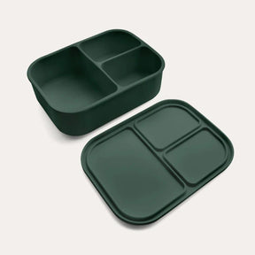 Seed & Sprout Silicone Bento Box in Moss, angled view.
