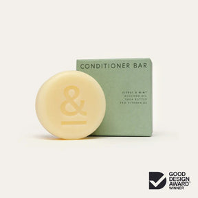 Seed & Sprout Citrus & Mint Conditioner Bar with green packaging and Good Design Award Winner badge.