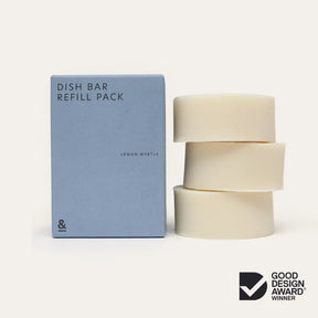 Seed & Sprout Lemon Myrtle Dish Bar Refill Pack and stacked soap bars.