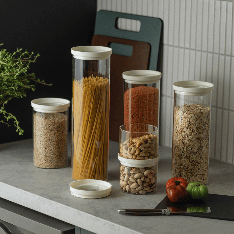 Seed & SproutWategos Round Glass Pantry Storage Jar Set: 7 - Piece Borosilicate Food Containers same day gift delivery melbourne