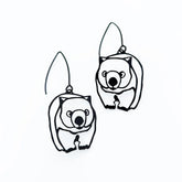 A pair of DENZ Wombat dangle earrings on a solid white background.