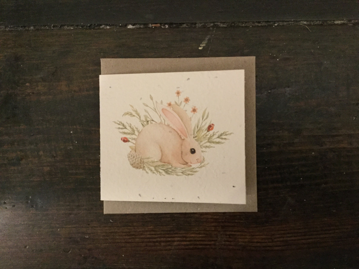 Bunny Watercolour Seed Card (Small) - Pookipoiga
