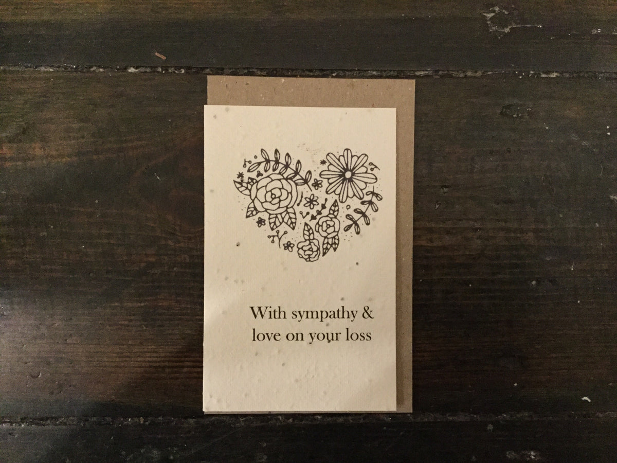 With Sympathy & Love Flower Heart Seed Card - Pookipoiga