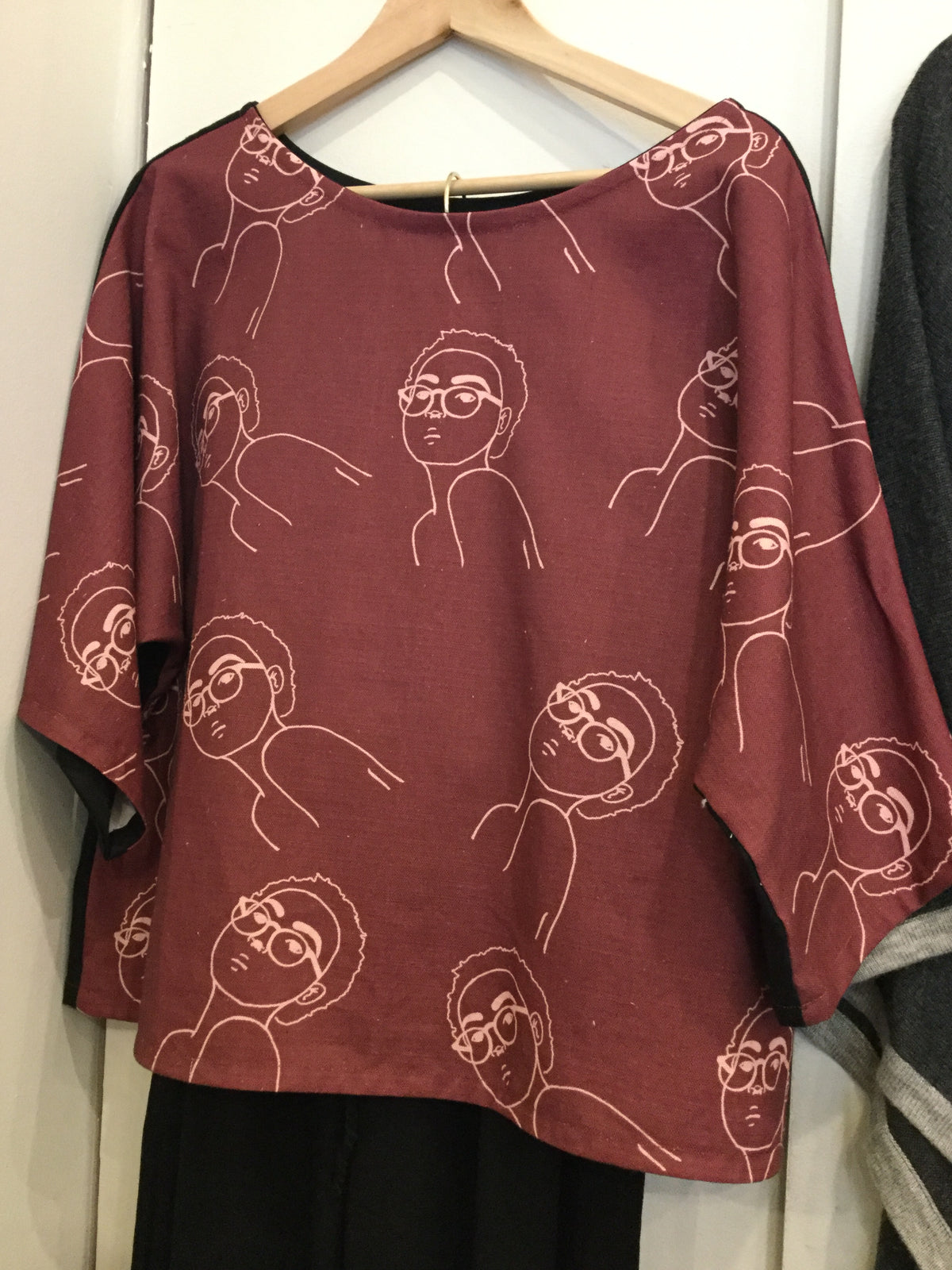 Kimono Boxy Top - Burgundy Girl - Pookipoiga