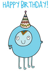 Able and GameAble and Game Happy Birthday Blue Alien Card #same day gift delivery melbourne#