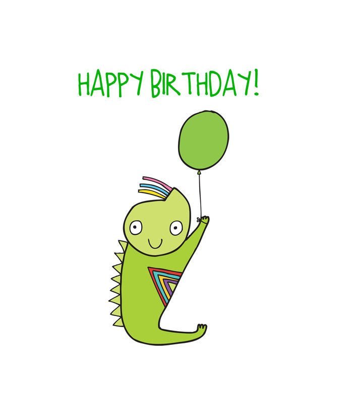 Able and Game Happy Birthday Green Alien Card