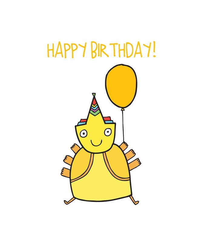 Able and GameAble and Game Happy Birthday Yellow Alien Card #same day gift delivery melbourne#