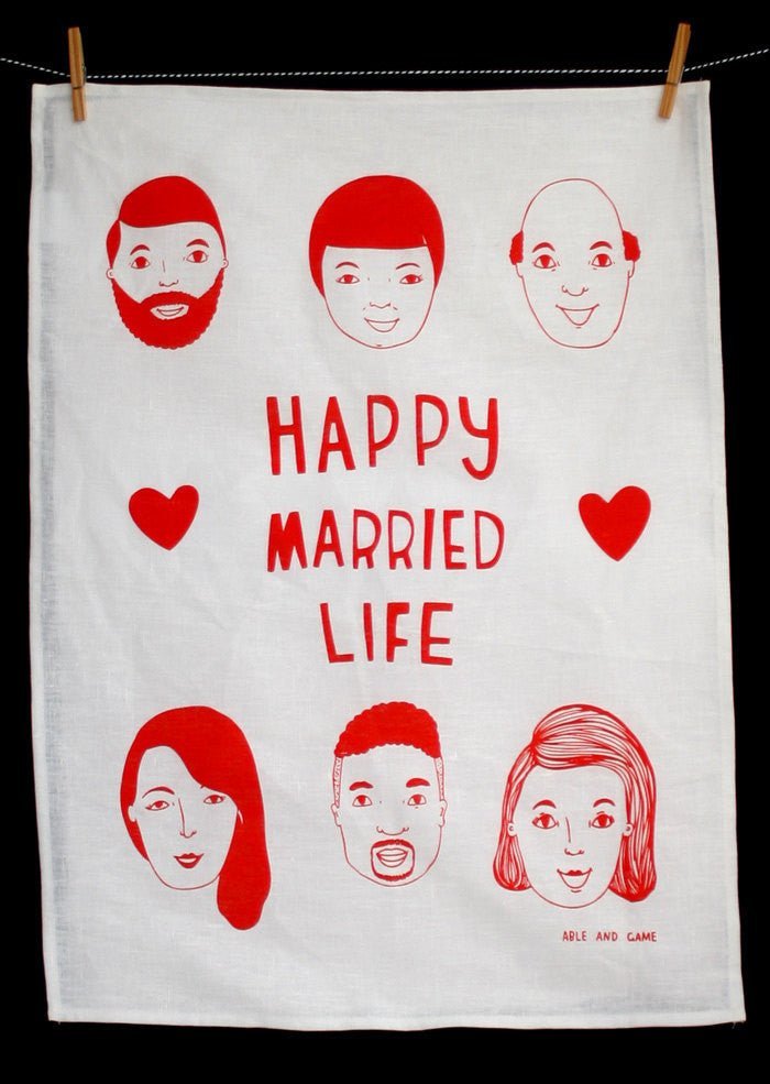 Able and Game Happy Married Life --- Tea Towel
