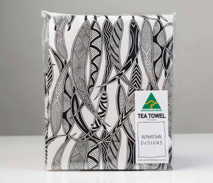 Alperstein Designs Dancing Wombat Tea Towel (Gum Leaf)