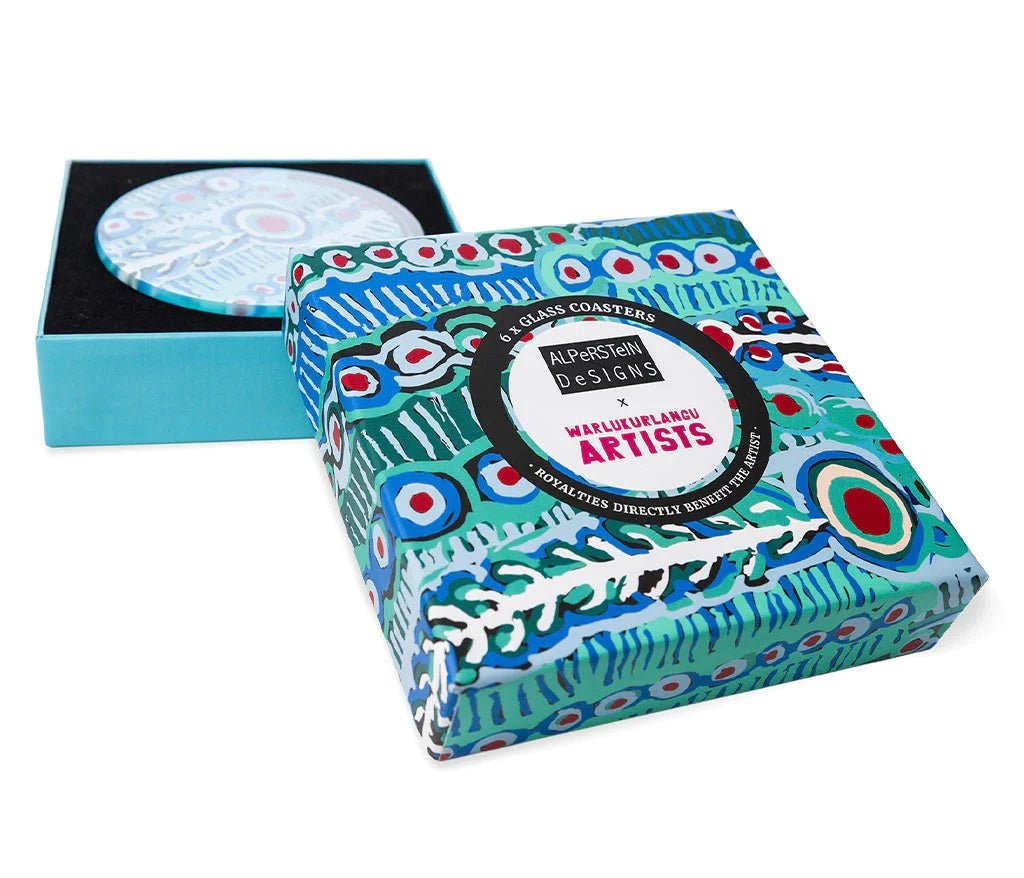 Alperstein DesignsAlperstein Designs Murdie Morris Glass Coaster Set #same day gift delivery melbourne#