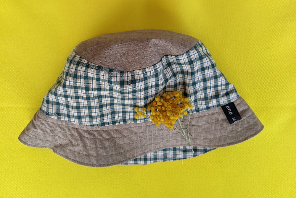 Ana WilliamsAna Williams Bucket Reversible Hat - Beige Green Check #same day gift delivery melbourne#