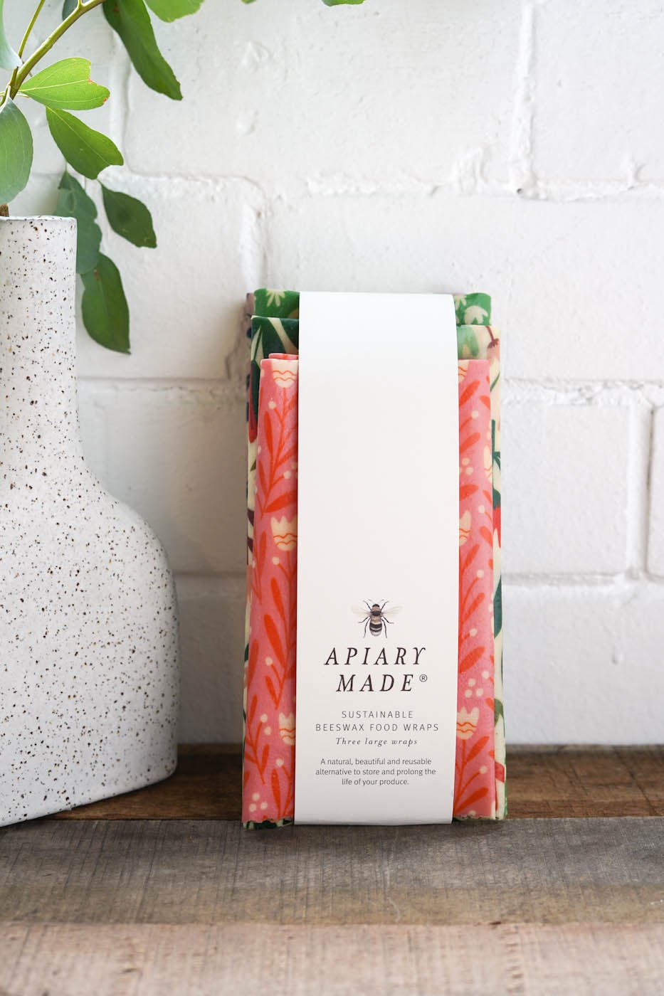Apiary Made Three Large Pack Beeswax Wraps