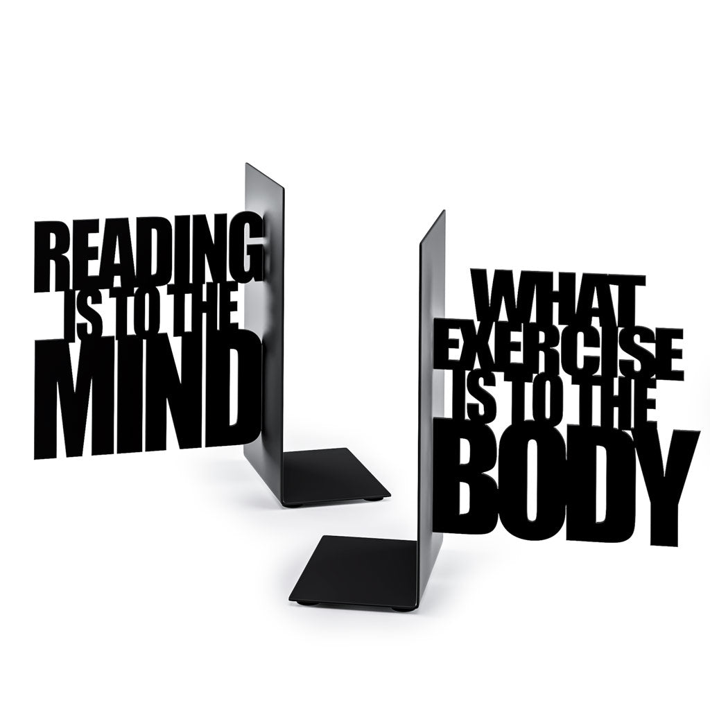 Balvi Mind Exercise Decorative Black Metal Quote Bookends Pair.