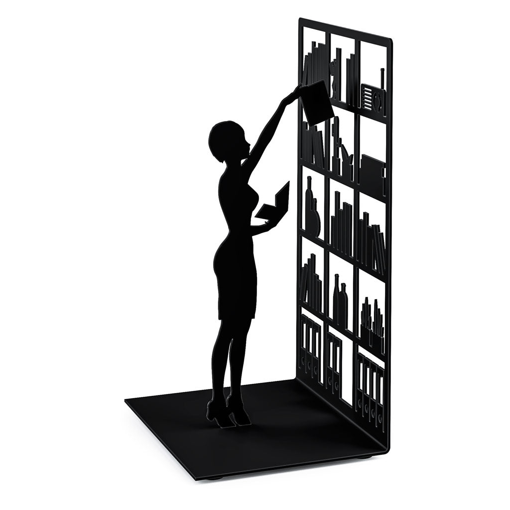 Balvi The Library Black Metal Decorative Bookend Studio Product Shot.