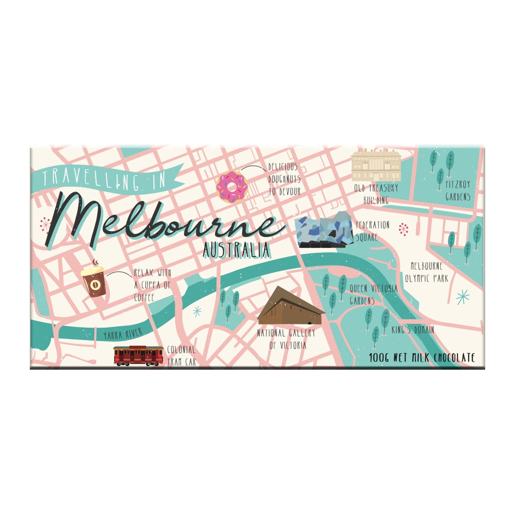 Bellaberry Melbourne Travel Map Milk Chocolate