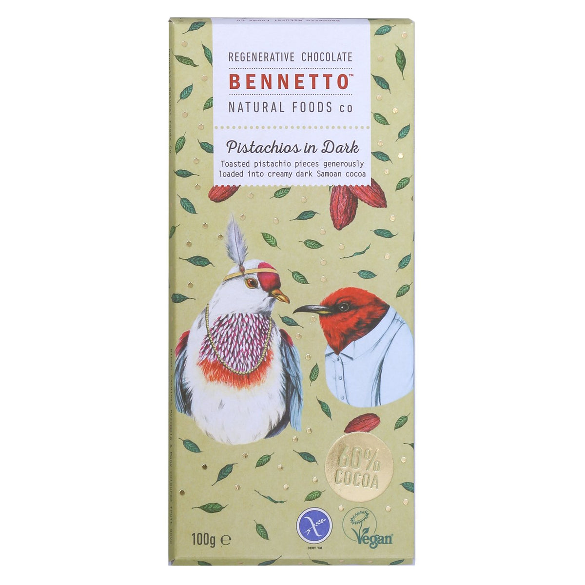 BennettosBennetto Organic Dark Chocolate Pistachios In Dark 100g #same day gift delivery melbourne#