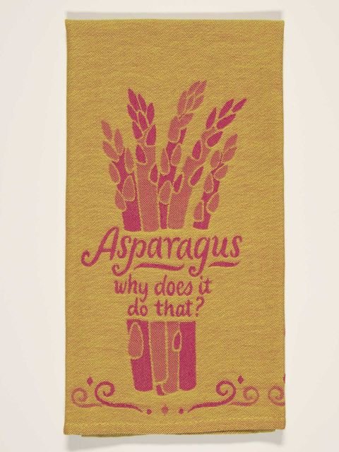Blue QBlue Q Asparagus. Why Does It Do That? Tea Towel #same day gift delivery melbourne#