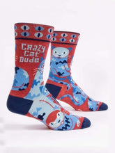 Blue QBlue Q Crazy Cat Dude Men's socks #same day gift delivery melbourne#