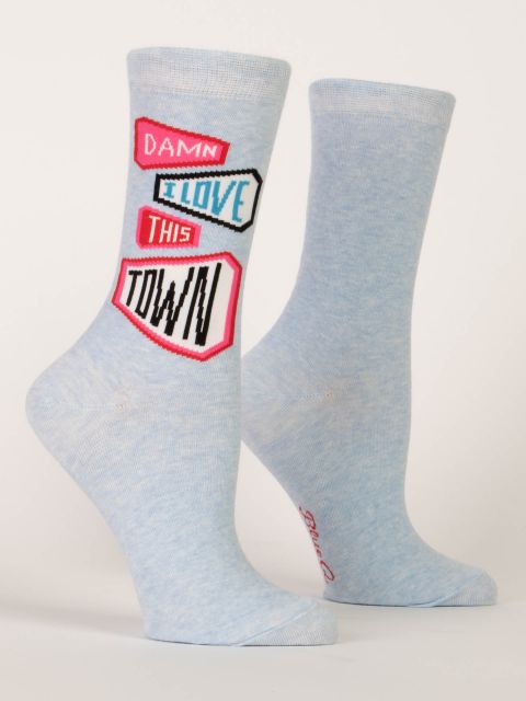 Blue QBlue Q Damn I Love This Women's Crew Socks #same day gift delivery melbourne#