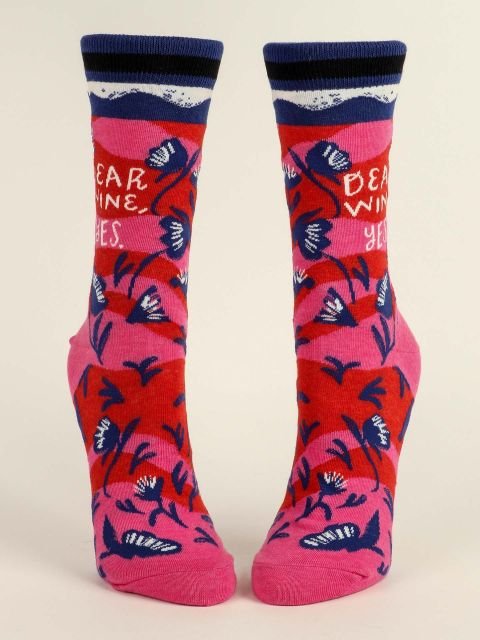 Blue QBlue Q Dear Wine, Yes Women's Crew socks #same day gift delivery melbourne#