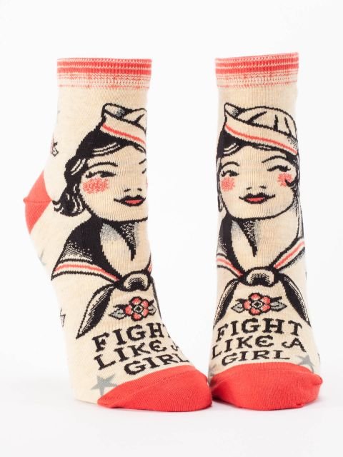Blue QBlue Q Fight Like a Girl Women's Ankle Socks #same day gift delivery melbourne#