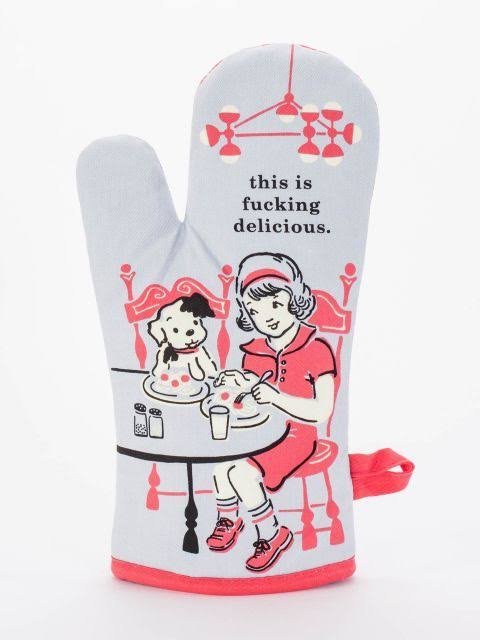Blue QBlue Q Fucking Delicious Oven Mitt #same day gift delivery melbourne#