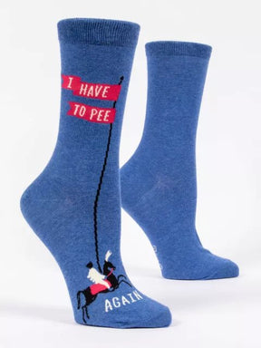 Blue Q I Have to Pee Again  Women's Crew Socks